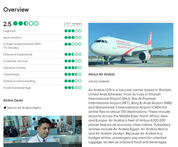 Air Arabia Customer Reviews