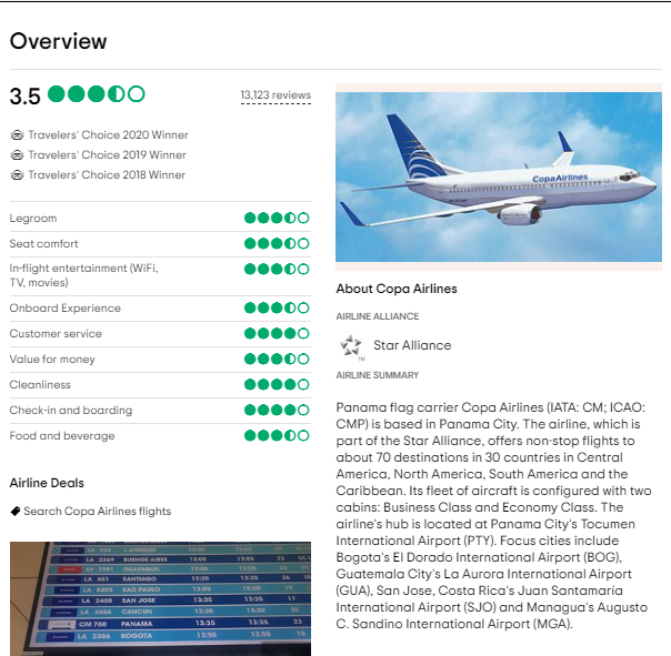 Copa Airline Customer Reviews