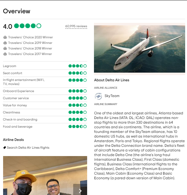 Delta Air Lines Customer Reviews