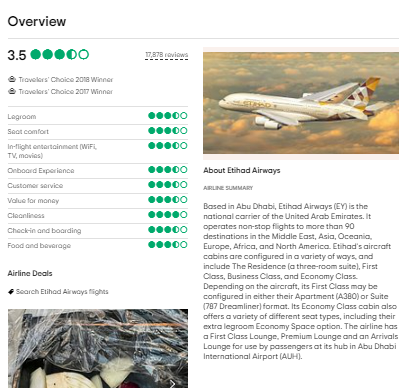 Etihad Airways Customer Reviews