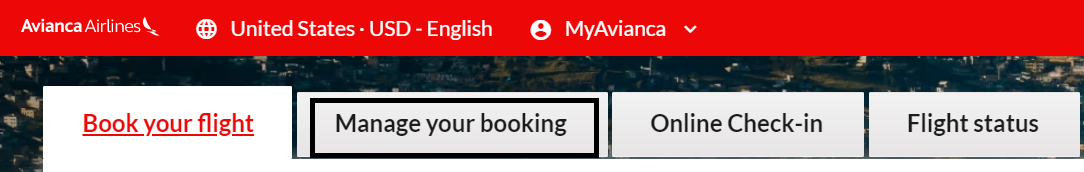 Avianca Airline tab