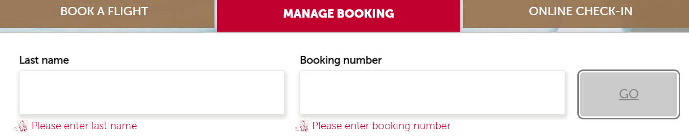 Royal Air Maroc manage booking tab