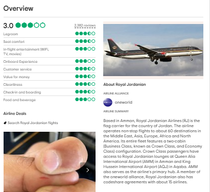 Royal Jordanian Customer Reviews