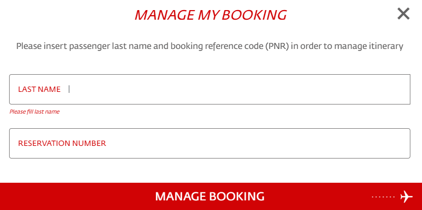 Royal Jordanian Manage Booking Tab