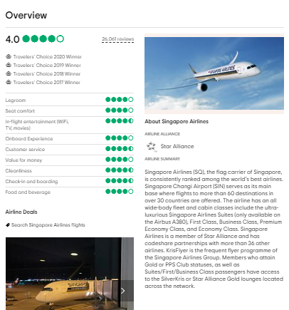 Singapore Airlines Customer Reviews