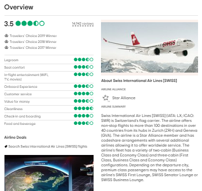 Swiss Airline Customer Reviews