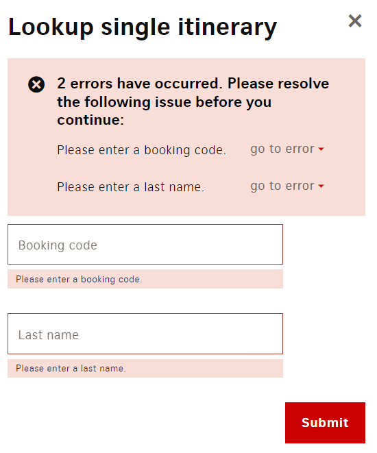 Swiss airline manage booking tab
