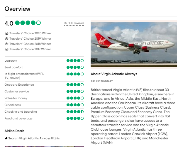 Virgin Atlantic Customer Reviews