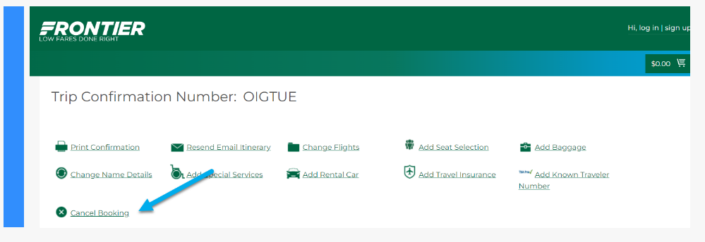 frontier cancel booking