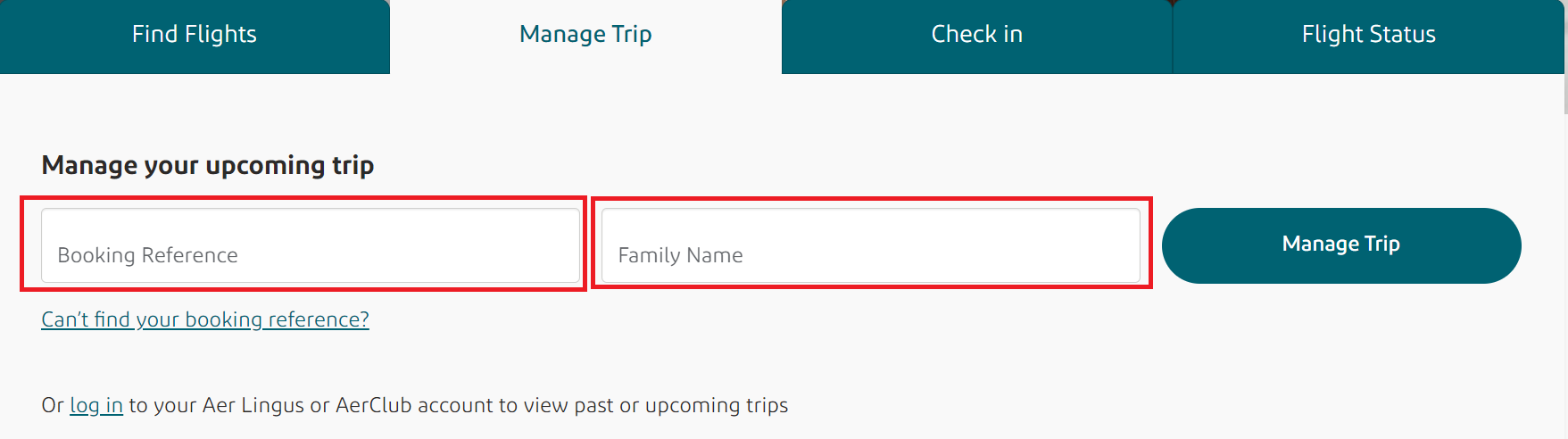 Aer Lingus login details