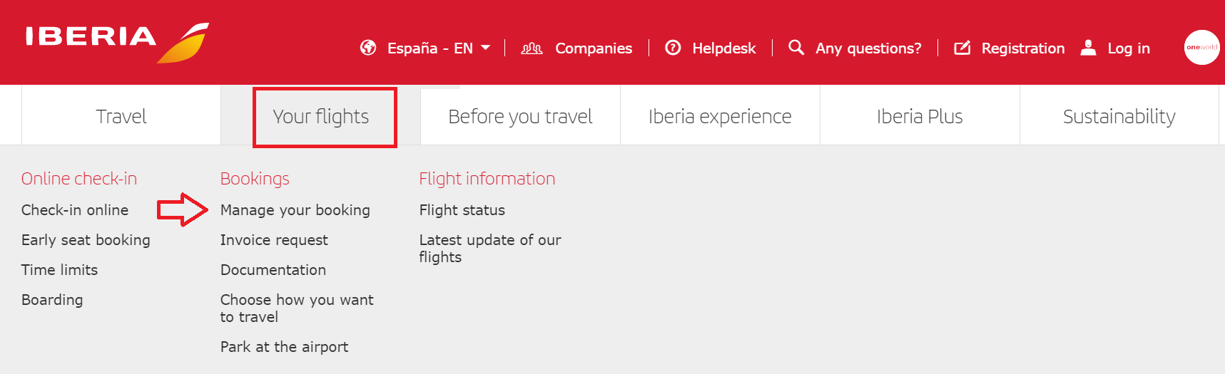 iberia airline manage trip