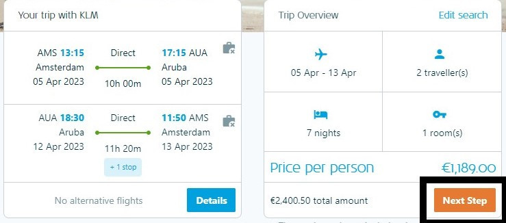 KLM vacations flight list