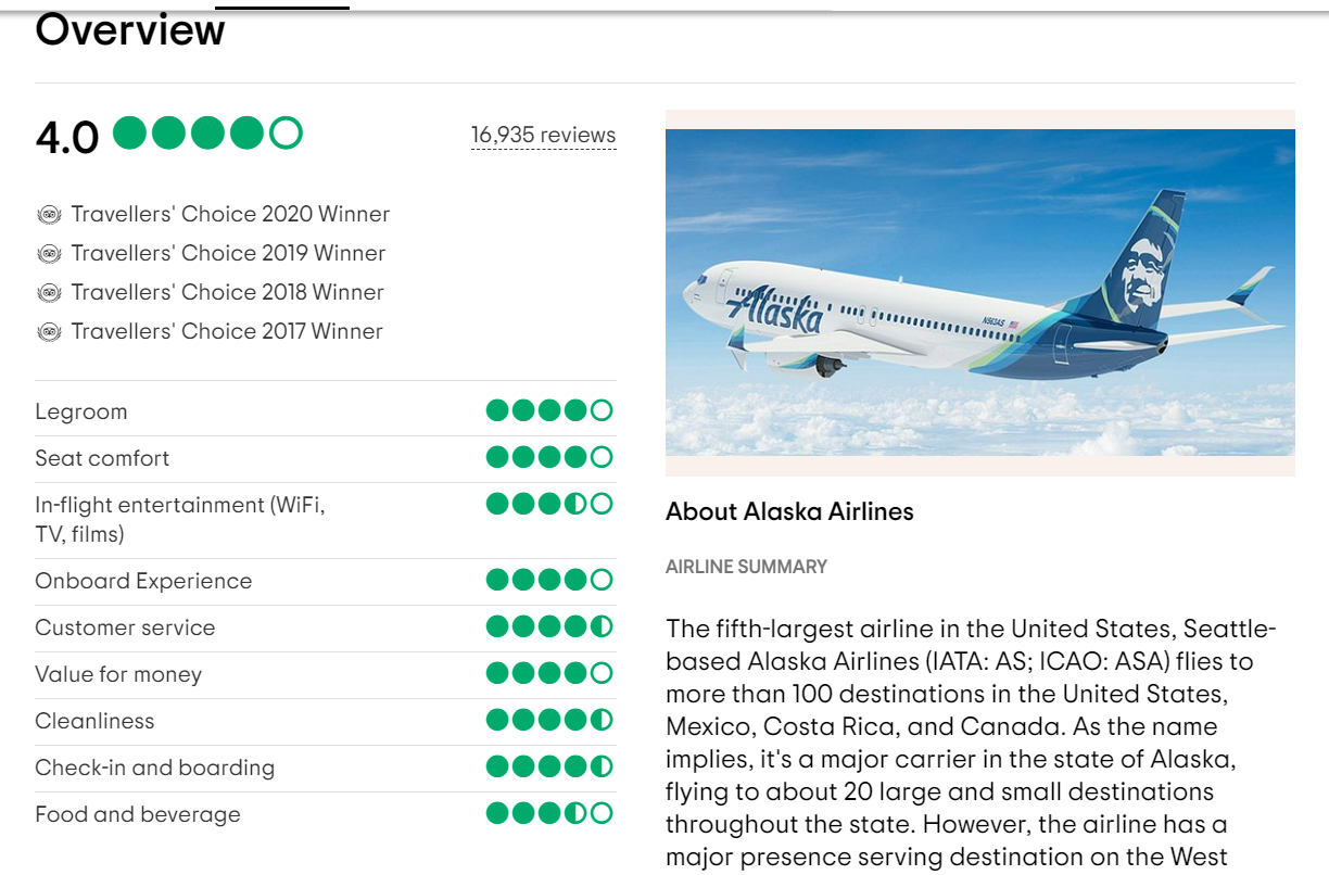 Alaska airline customer review