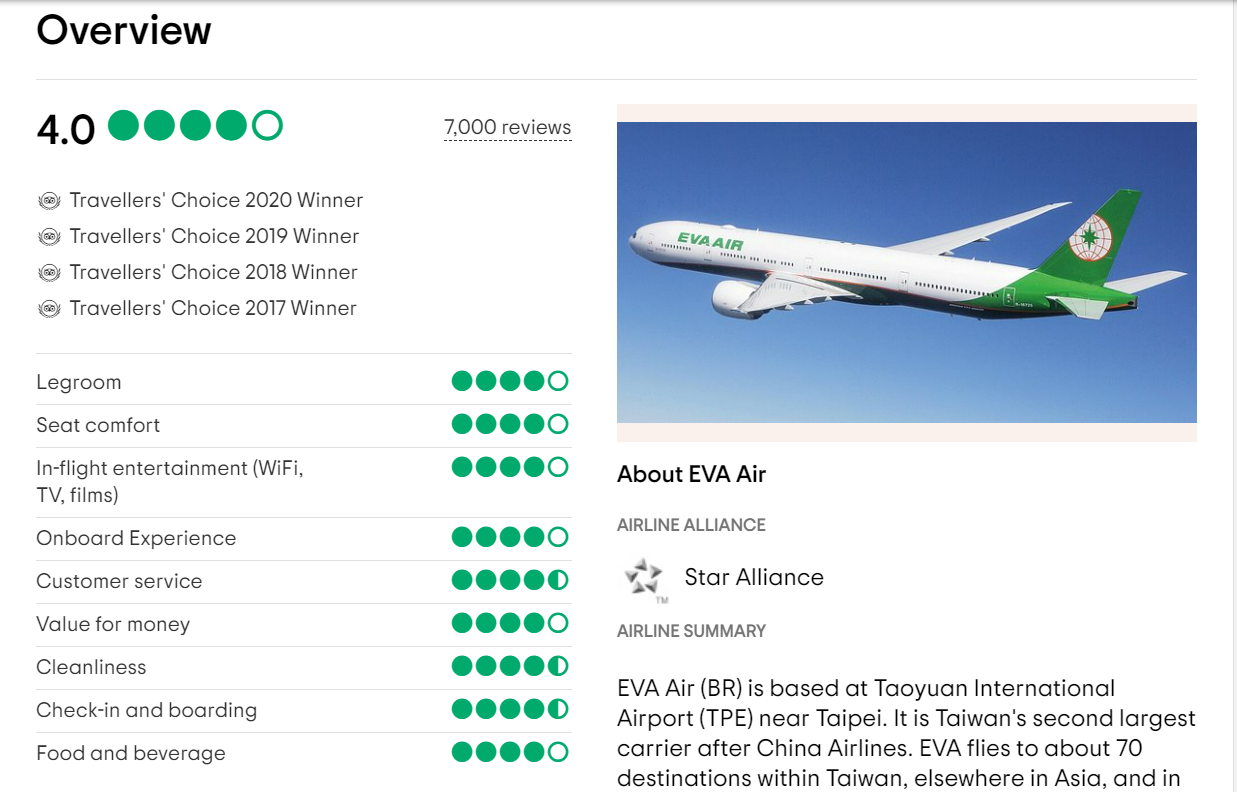 Eva airline customer review