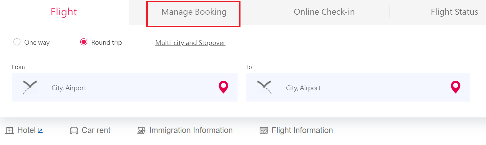 china airline manage booking tab