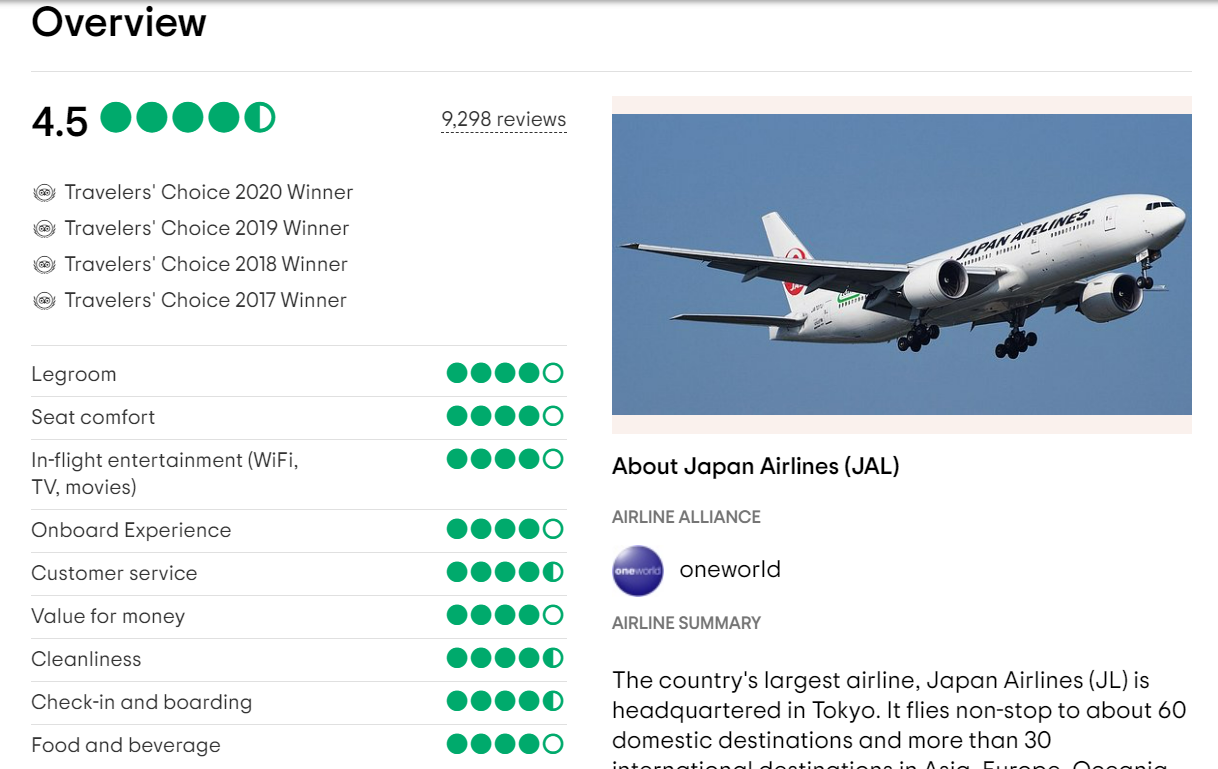 Japan Airline customer review