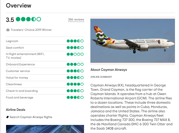 cayman airways customer reviews 