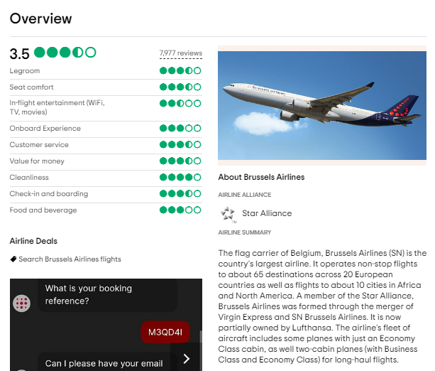 customer reviews of brussels airlines