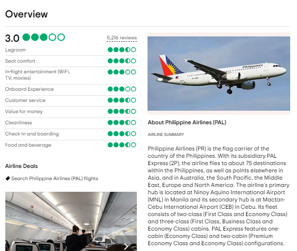 customer reviews of philippine airlines