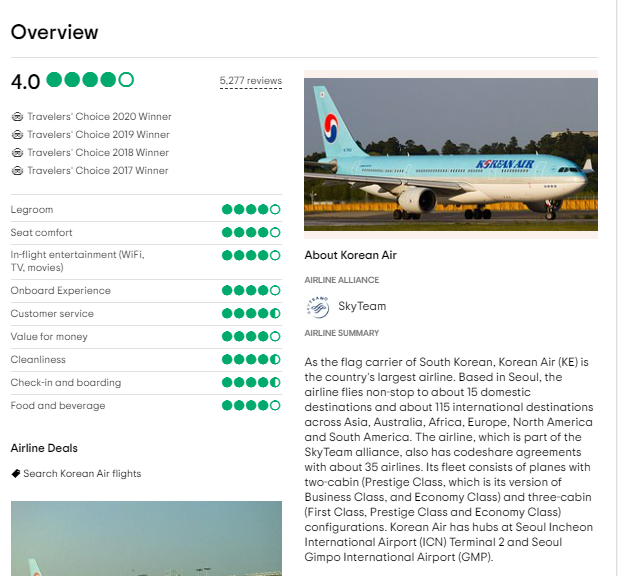 korean air customer reviews