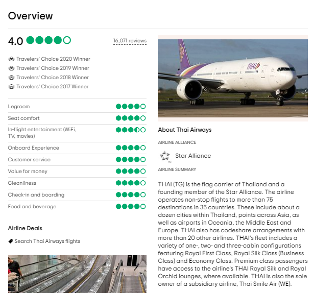 Thai Airways Customer Reviews