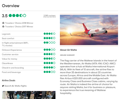 Air Malta Customer Reviews