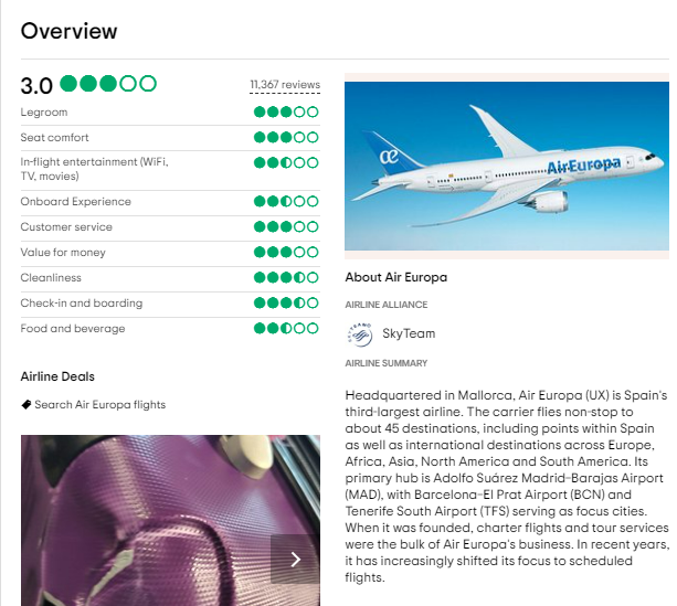 Air Europa Customer Reviews